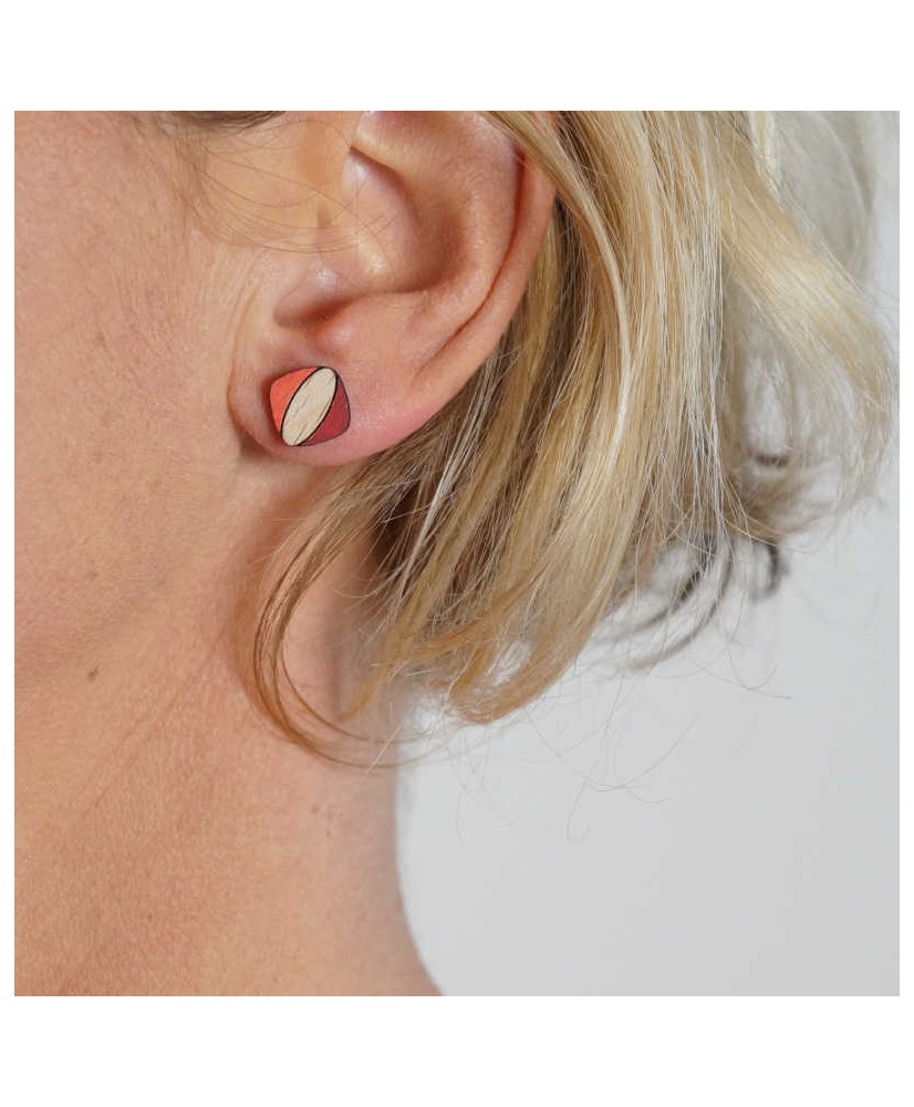 Boucles d'oreilles fantaisies - Modèle carré arrondis rouge