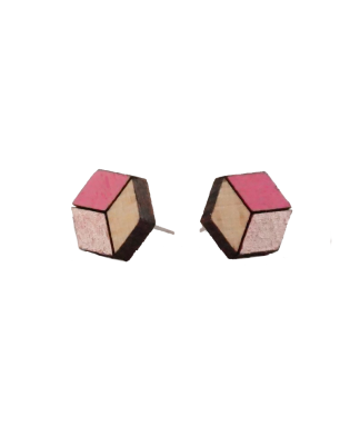 Boucles d'oreilles fantaisies - Modèle hexagonal en rose